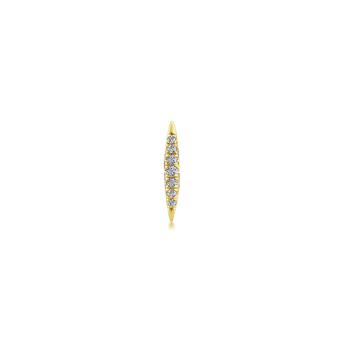 14K Yellow Gold Pavé Diamond Spiked Stud Single Earring