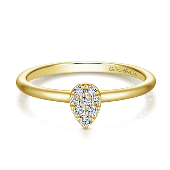 Gabriel - 14K Yellow Gold Pavé Diamond Teardrop Ring