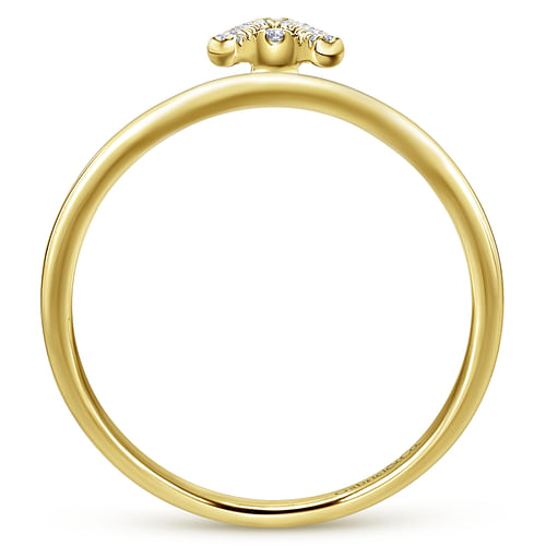 14K Yellow Gold Pavé Diamond Uppercase A Initial Ring