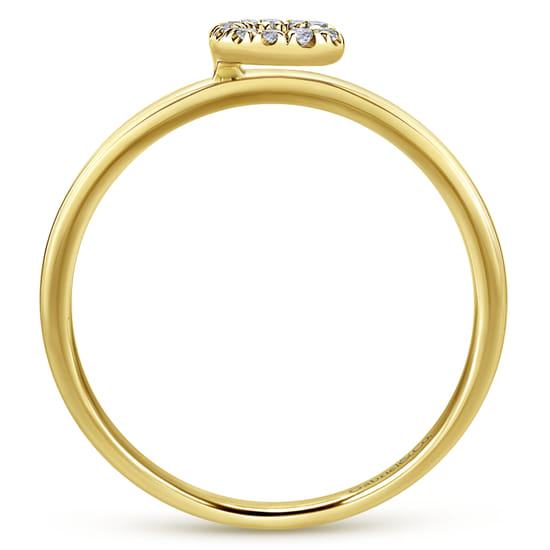14K Yellow Gold Pavé Diamond Uppercase C Initial Ring angle 2