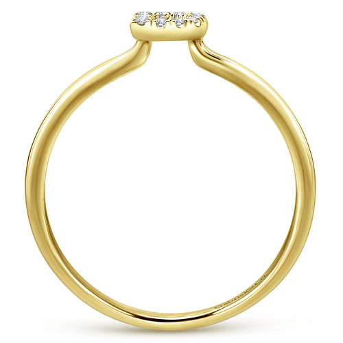 14K Yellow Gold Pavé Diamond Uppercase D Initial Ring