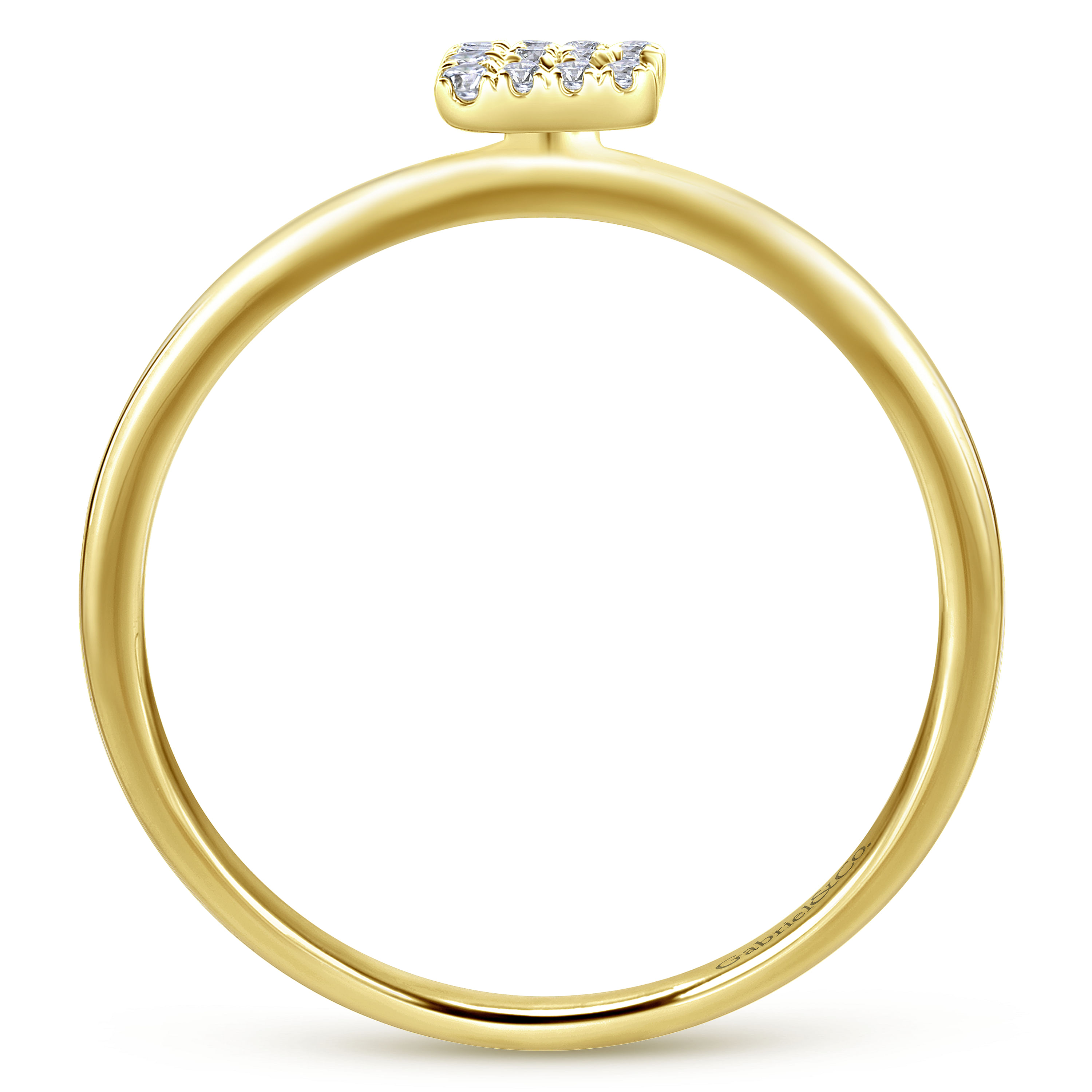 14K Yellow Gold Pavé Diamond Uppercase E Initial Ring