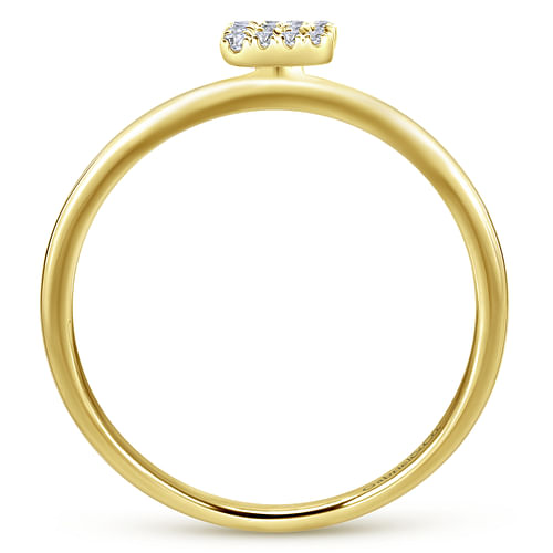 14K Yellow Gold Pavé Diamond Uppercase E Initial Ring