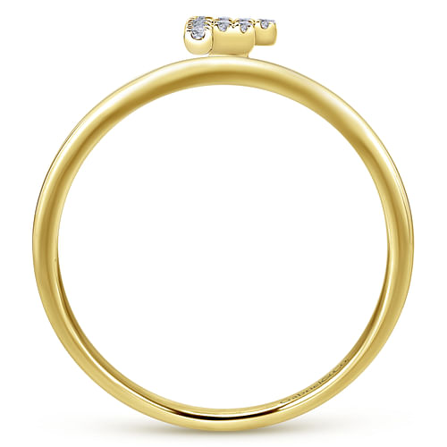 14K Yellow Gold Pavé Diamond Uppercase F Initial Ring