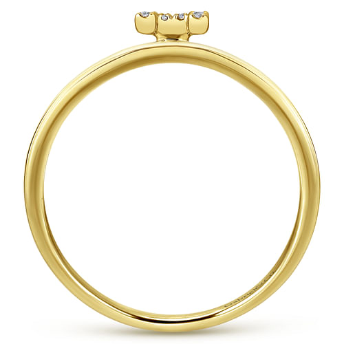 14K Yellow Gold Pavé Diamond Uppercase H Initial Ring