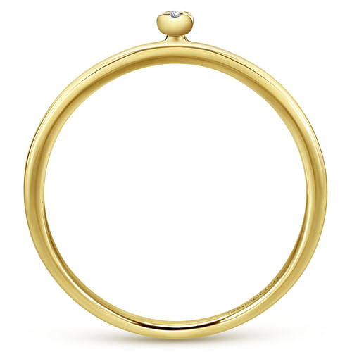 14K Yellow Gold Pavé Diamond Uppercase I Initial Ring