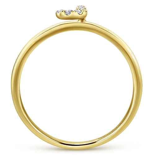 14K Yellow Gold Pavé Diamond Uppercase J Initial Ring