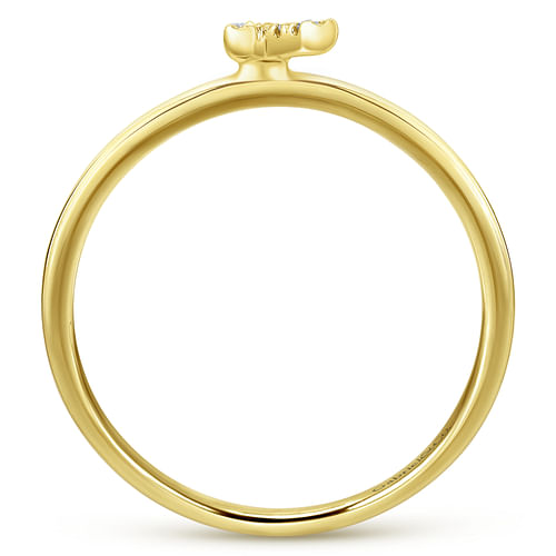 14K Yellow Gold Pavé Diamond Uppercase K Initial Ring