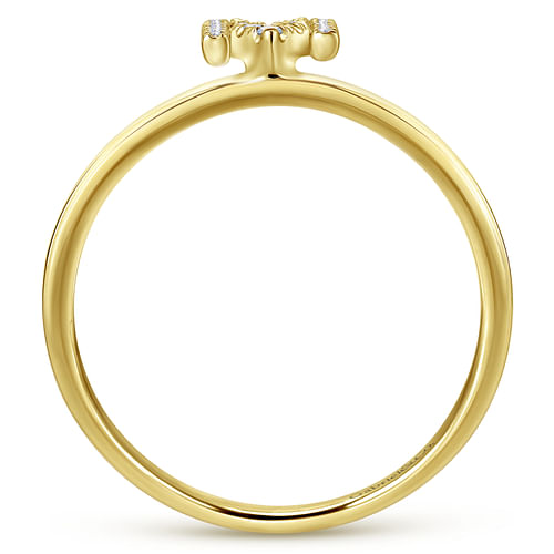 14K Yellow Gold Pavé Diamond Uppercase M Initial Ring