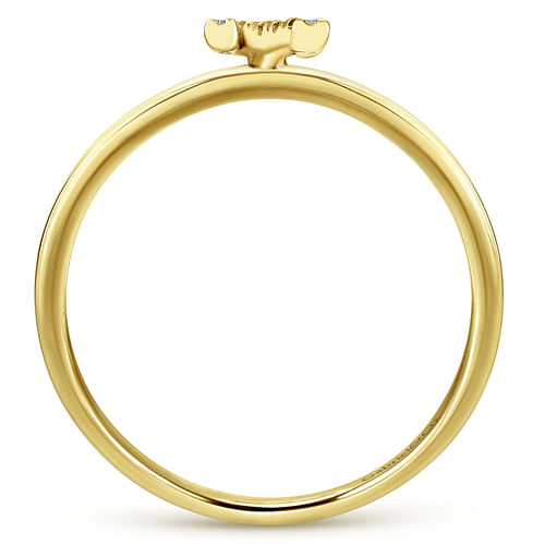 14K Yellow Gold Pavé Diamond Uppercase N Initial Ring