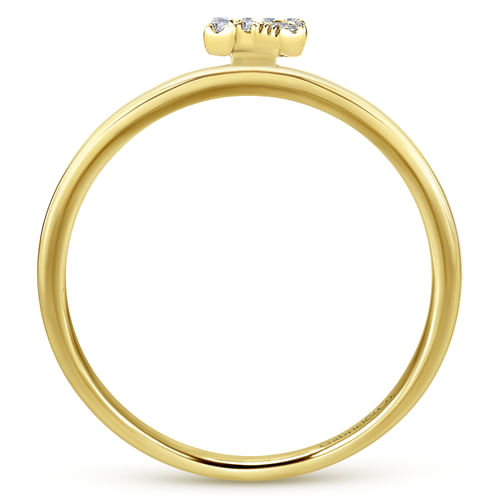 14K Yellow Gold Pavé Diamond Uppercase R Initial Ring