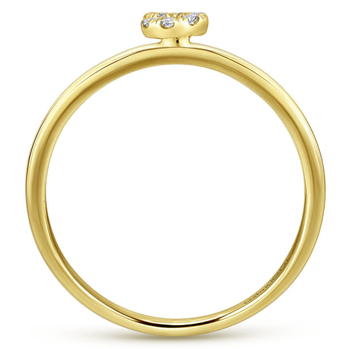 14K Yellow Gold Pavé Diamond Uppercase S Initial Ring