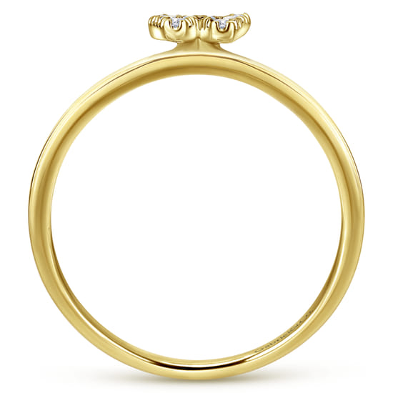 14K Yellow Gold Pavé Diamond Uppercase W Initial Ring angle 2