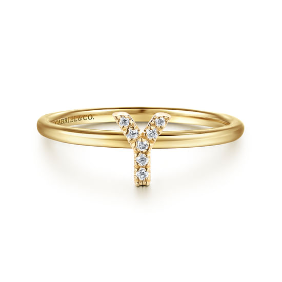 Gabriel - 14K Yellow Gold Pavé Diamond Uppercase Y Initial Ring