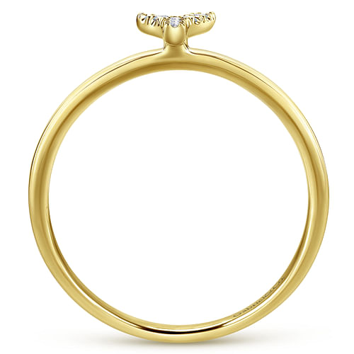 14K Yellow Gold Pavé Diamond Uppercase Y Initial Ring