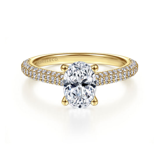 Gabriel - 14K Yellow Gold Pavé Oval Diamond Engagement Ring