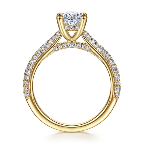 14K Yellow Gold Pavé Oval Diamond Engagement Ring