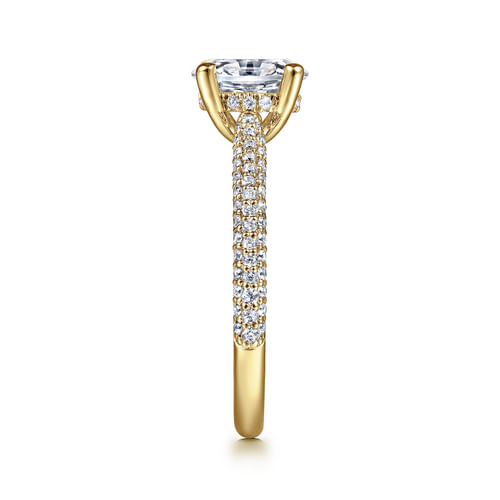 14K Yellow Gold Pavé Oval Diamond Engagement Ring