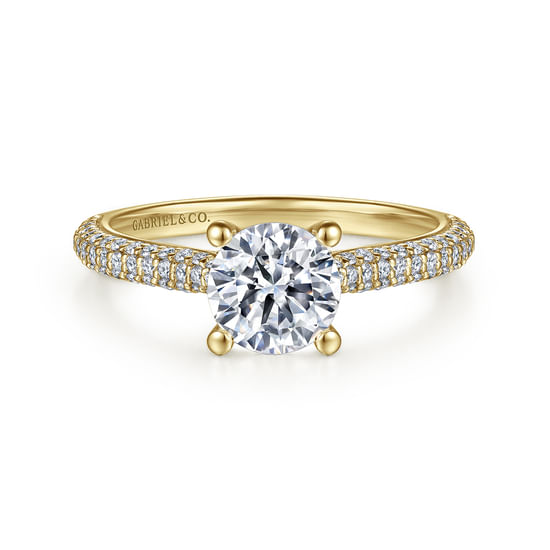 Gabriel - 14K Yellow Gold Pavé Round Diamond Engagement Ring