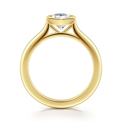 14K Yellow Gold Pear Cut Bezel Set Solitaire Diamond Engagement Ring