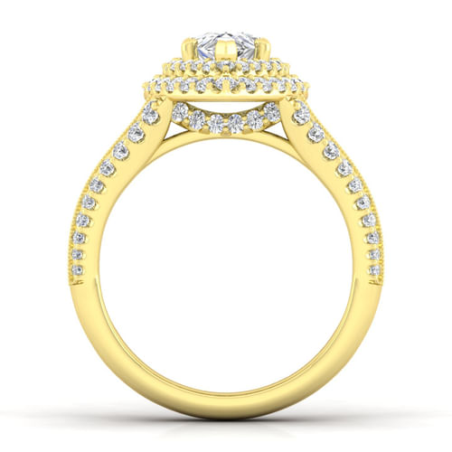 14K Yellow Gold Pear Shape Diamond Channel Set Engagement Ring