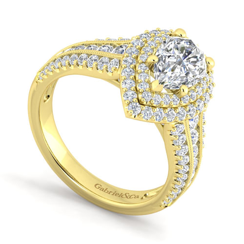 14K Yellow Gold Pear Shape Diamond Channel Set Engagement Ring