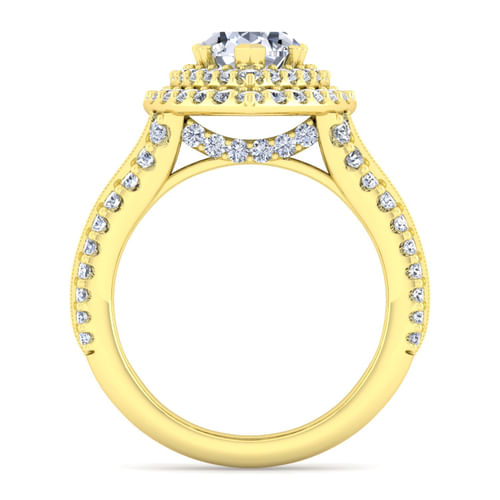 14K Yellow Gold Pear Shape Diamond Channel Set Engagement Ring