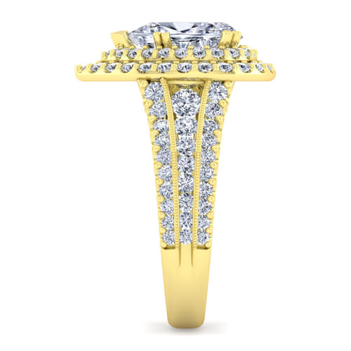 14K Yellow Gold Pear Shape Diamond Channel Set Engagement Ring
