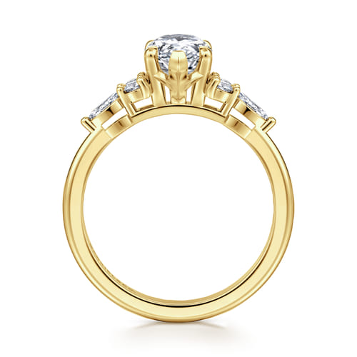 14K Yellow Gold Pear Shape Diamond Cluster Engagement Ring 14K Yellow Gold Pear Shape Diamond Cluster Engagement Ring