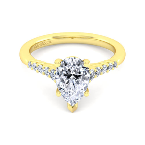 14K Yellow Gold Pear Shape Diamond Engagement Ring