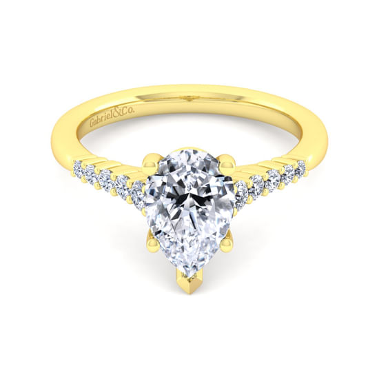 Gabriel - 14K Yellow Gold Pear Shape Diamond Engagement Ring