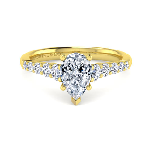 14K Yellow Gold Pear Shape Diamond Engagement Ring