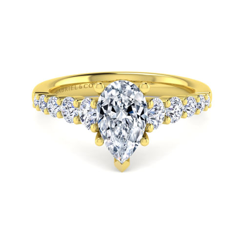 14K Yellow Gold Pear Shape Diamond Engagement Ring