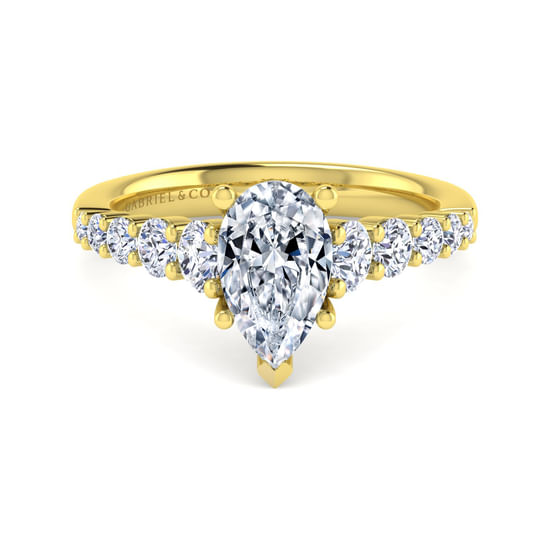 Gabriel - 14K Yellow Gold Pear Shape Diamond Engagement Ring