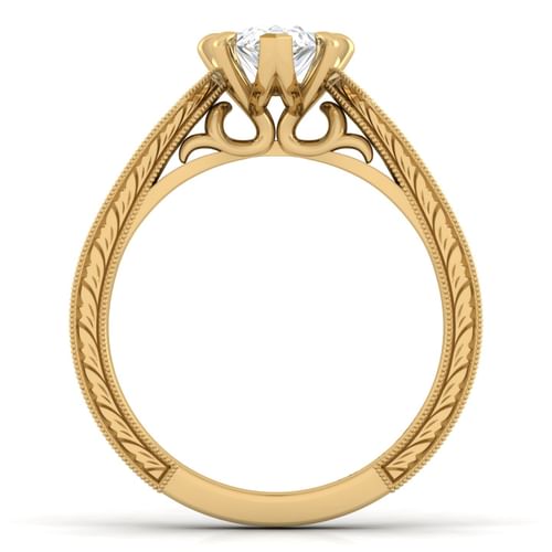 14K Yellow Gold Pear Shape Diamond Engagement Ring