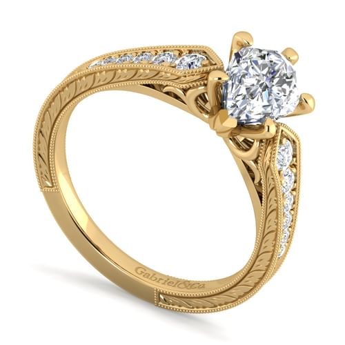 14K Yellow Gold Pear Shape Diamond Engagement Ring