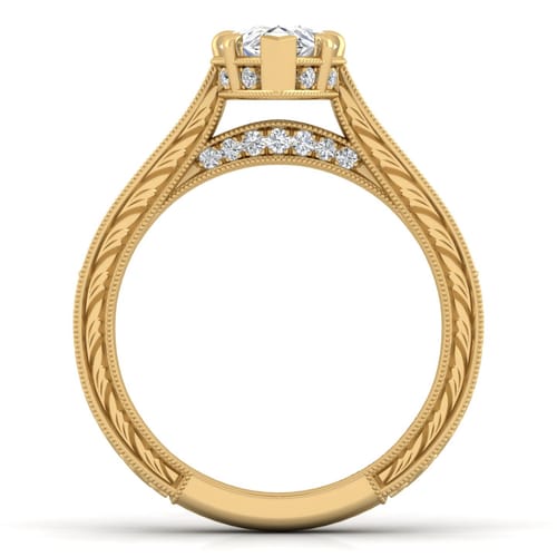 14K Yellow Gold Pear Shape Diamond Engagement Ring