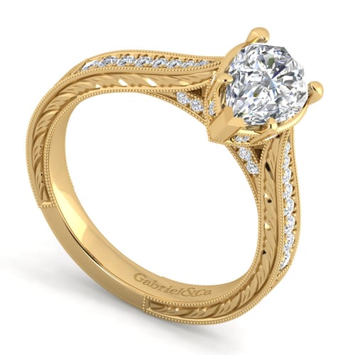 14K Yellow Gold Pear Shape Diamond Engagement Ring