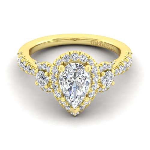 14K Yellow Gold Pear Shape Diamond Engagement Ring