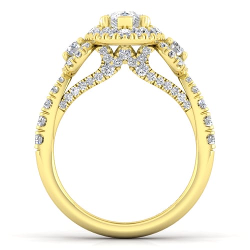 14K Yellow Gold Pear Shape Diamond Engagement Ring