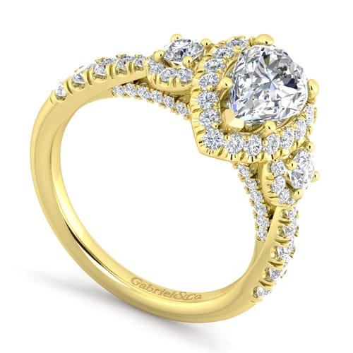 14K Yellow Gold Pear Shape Diamond Engagement Ring
