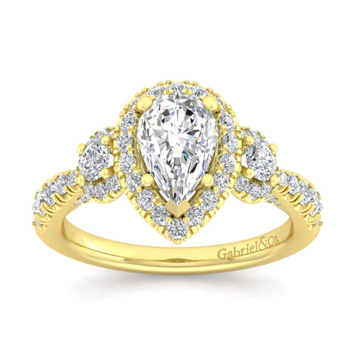 14K Yellow Gold Pear Shape Diamond Engagement Ring