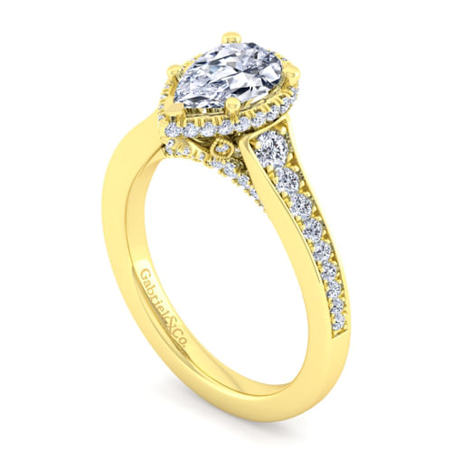 14K Yellow Gold Pear Shape Diamond Engagement Ring