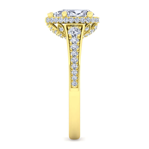 14K Yellow Gold Pear Shape Diamond Engagement Ring
