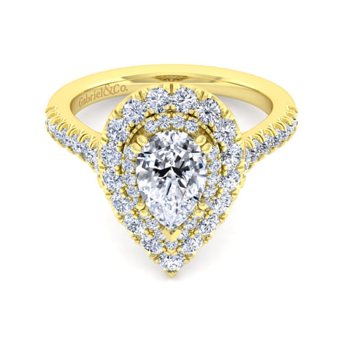 14K Yellow Gold Pear Shape Diamond Engagement Ring