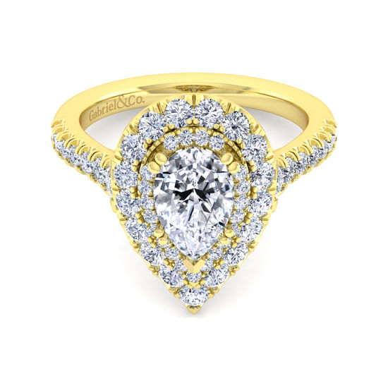 Gabriel - 14K Yellow Gold Pear Shape Diamond Engagement Ring