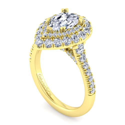 14K Yellow Gold Pear Shape Diamond Engagement Ring