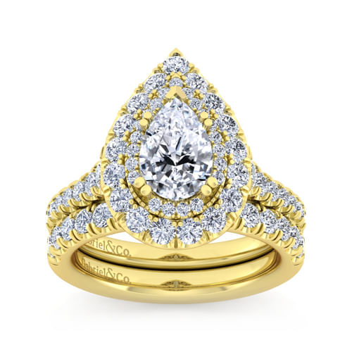 14K Yellow Gold Pear Shape Diamond Engagement Ring