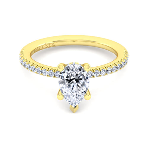 14K Yellow Gold Pear Shape Diamond Engagement Ring