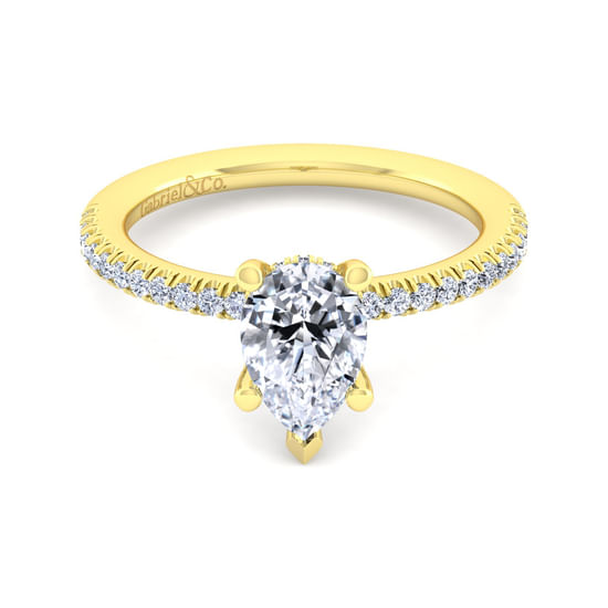 Gabriel - 14K Yellow Gold Pear Shape Diamond Engagement Ring
